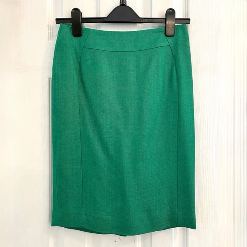 Boden Green Structured Pencil Skirt Viscose Midi High Waist Workwear